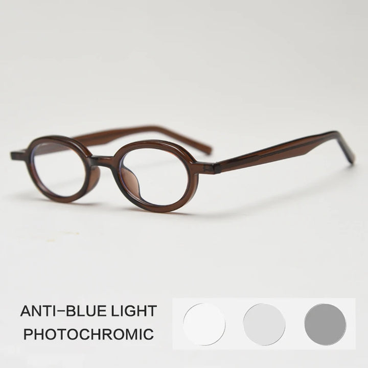 Gatenac Unisex Full Rim Round Acetate Photochromic Reading Glasses 69192