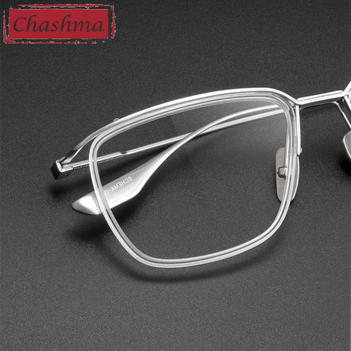 Chashma Ochki Unisex Full Rim Square Titanium Acetate Eyeglasses 84106 Full Rim Chashma Ochki   