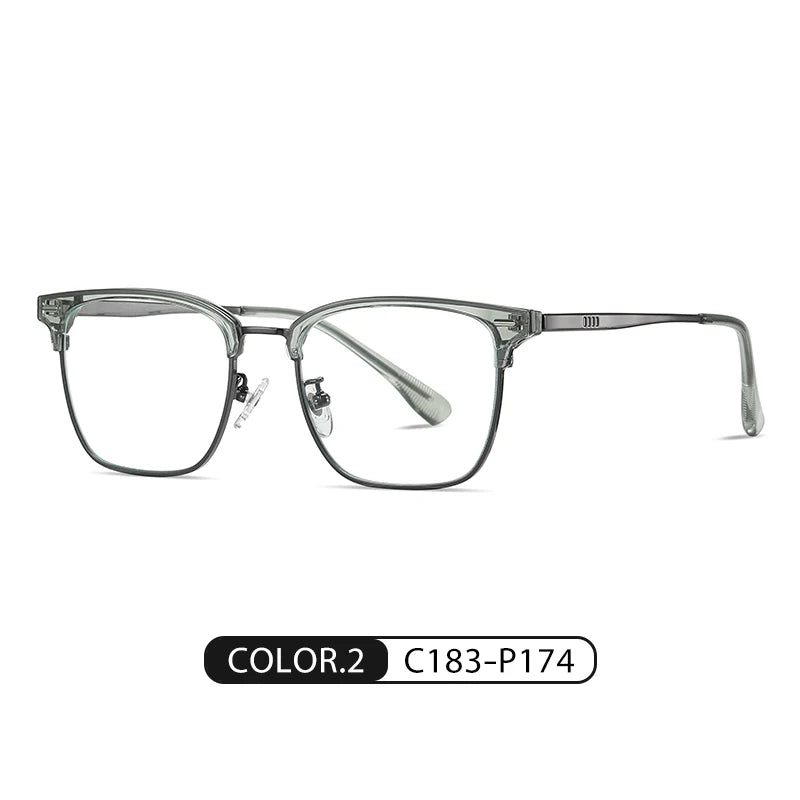 Ziroasat Men's Full Rim Square Titanium Tr 90 Eyeglasses 62031