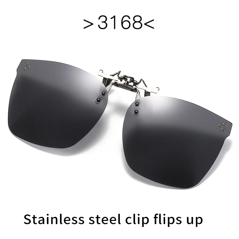 Vicky Unisex Rimless Oval Alloy Polarized Clip On Or Flip Up Sunglasses V003 Clip On Sunglasses Vicky 3168Stainless steel  