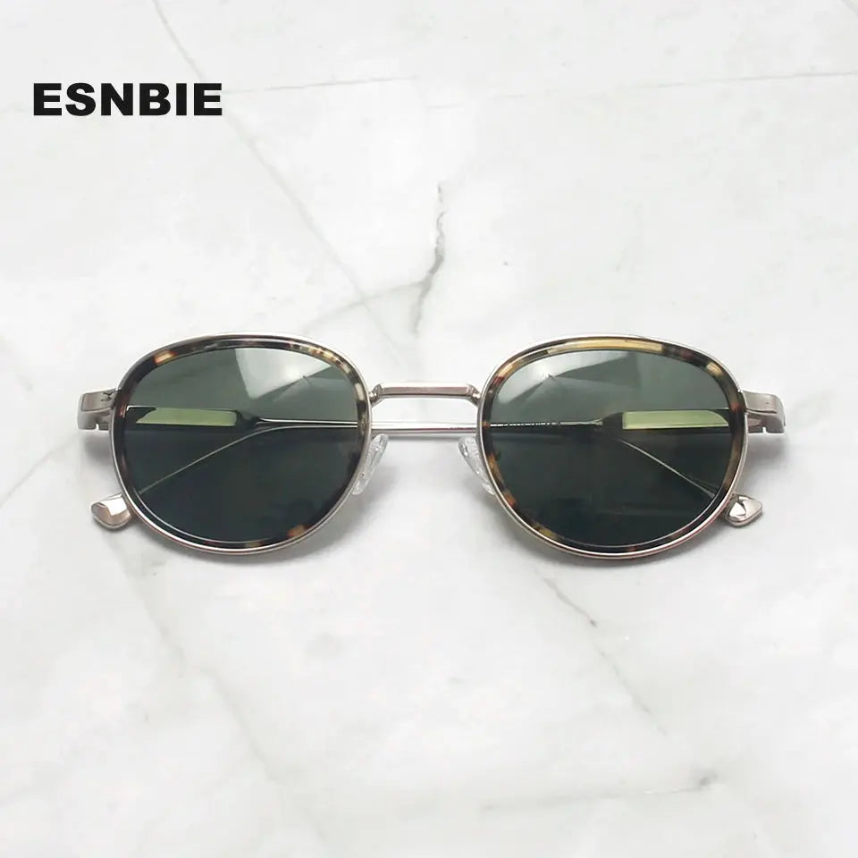Esnbie 252041 Unisex Full Rim Oval Round Acetate Alloy Sunglasses FuzWeb