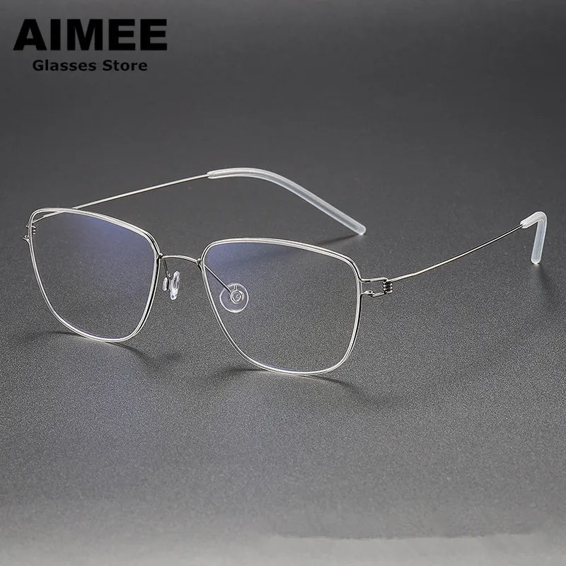 Aimee Unisex Full Rim Square Screwless Titanium Eyeglasses 7221 Full Rim Aimee Silver  