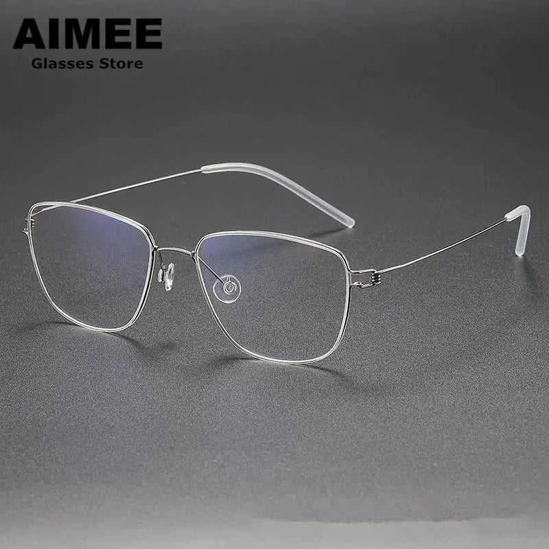 Aimee 541743 Full Rim Women’s Precision Screwless Titanium Square Frames FuzWeb