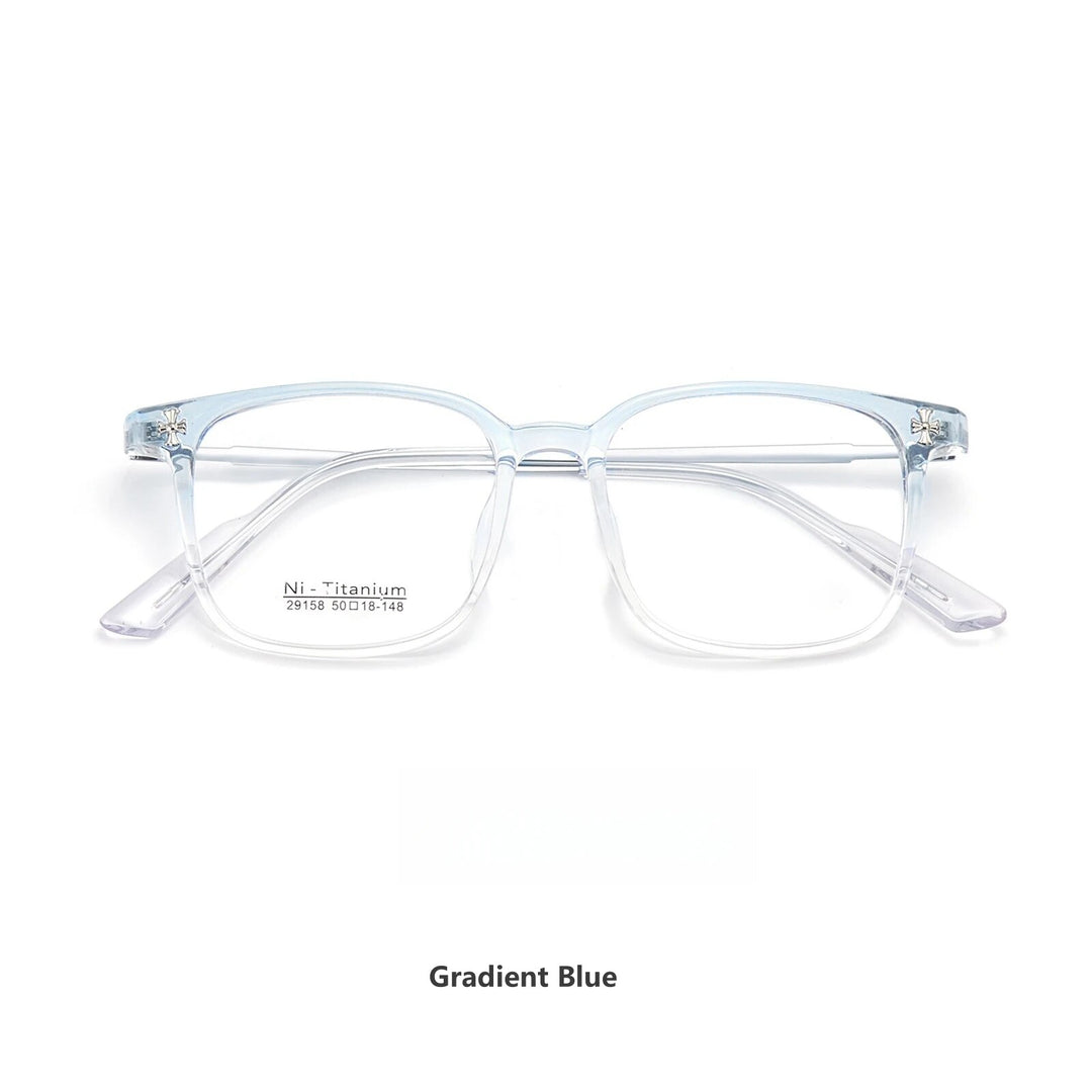 KatKani Unisex Full Rim Square Tr 90 Titanium Eyeglasses 29158 Full Rim KatKani Eyeglasses Gradient Blue  