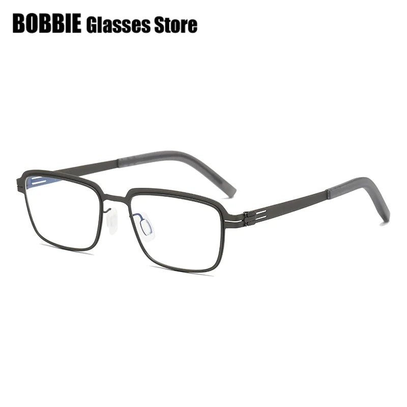 Bobbie Unisex Full Rim Square Screwless Steel Acetate Eyeglasses 165038