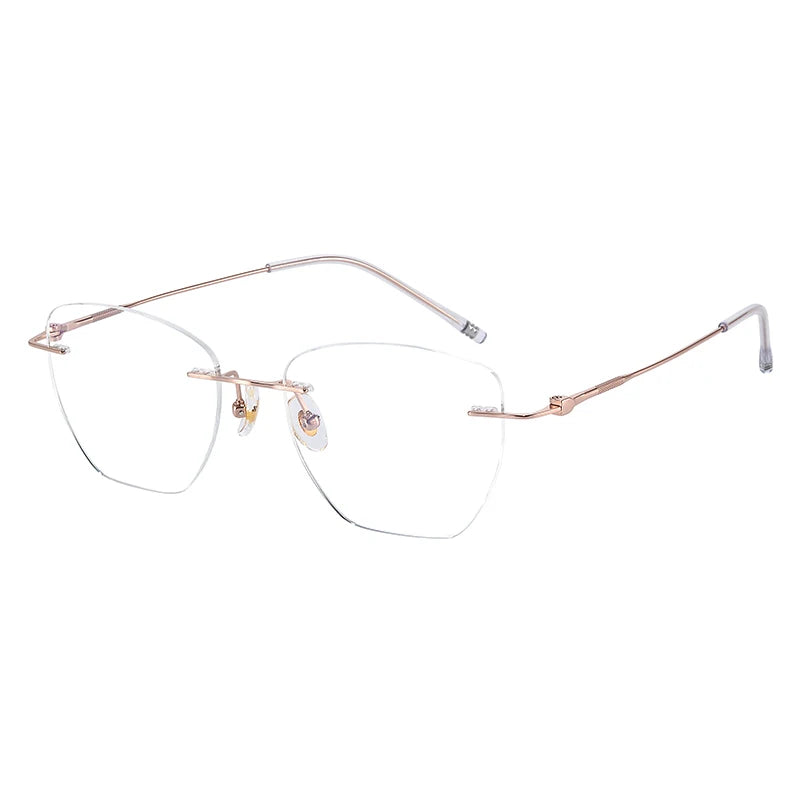 Bclear Women's Rimless Polygon Square Titanium Eyeglasses 46019 Rimless Bclear