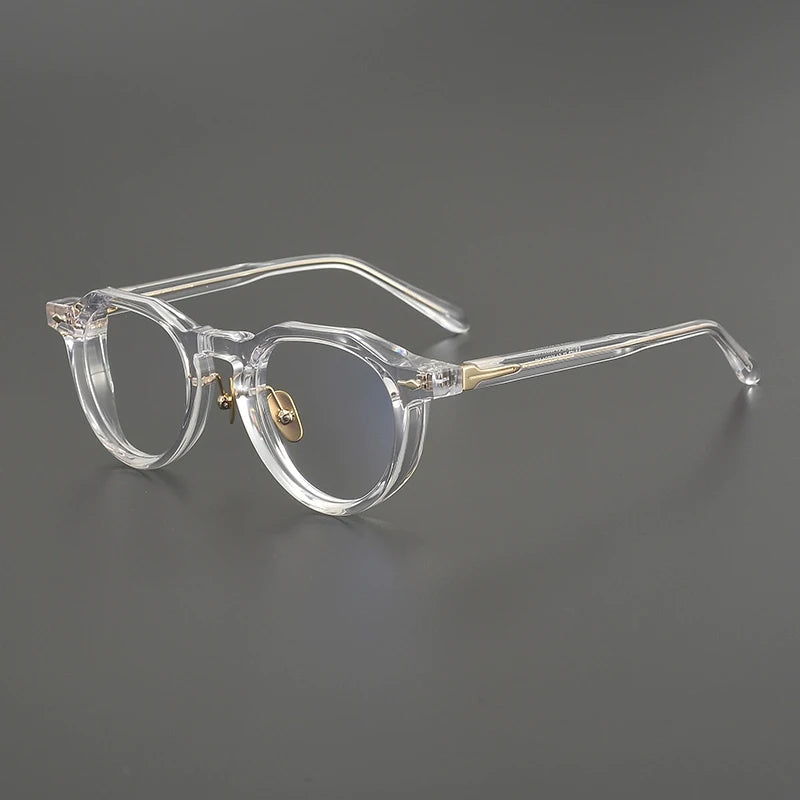 Gatenac Unisex Full Rim Flat Top Round Thick Acetate Eyeglasses Gx2261