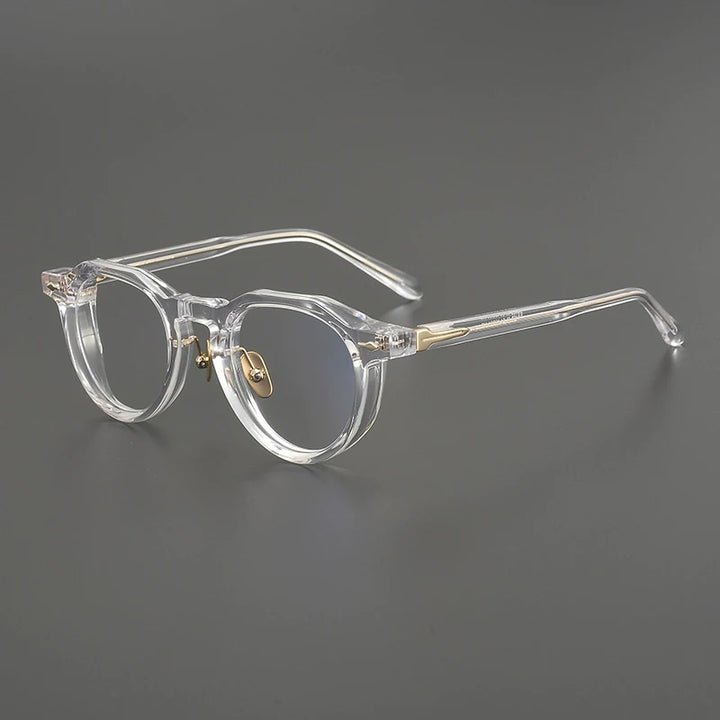 Gatenac Unisex Full Rim Flat Top Round Thick Acetate Eyeglasses Gx2261