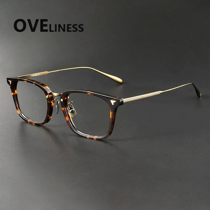 Oveliness Women's Full Rim Square Acetate Titanium Eyeglasses 369559