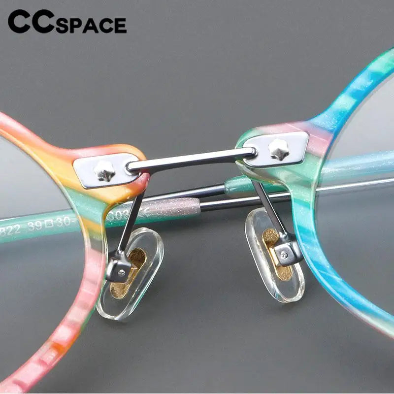 CCSpace Women's Full Rim Round Acetate Alloy Eyeglasses 57170 Full Rim CCspace   