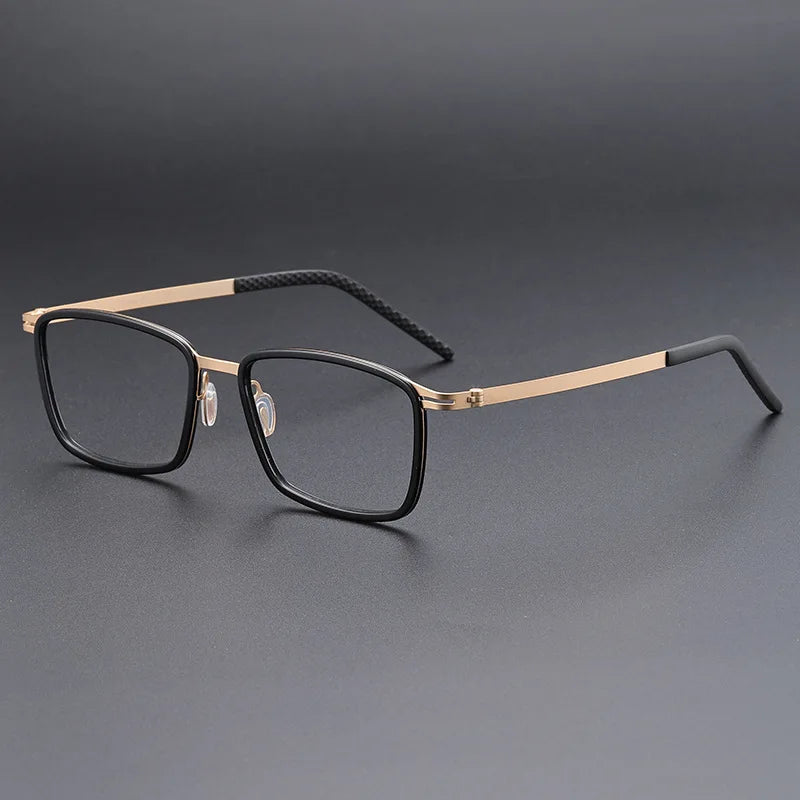 Momoja Men's Full Rim Big Square Titanium Acetate Eyeglasses 698009