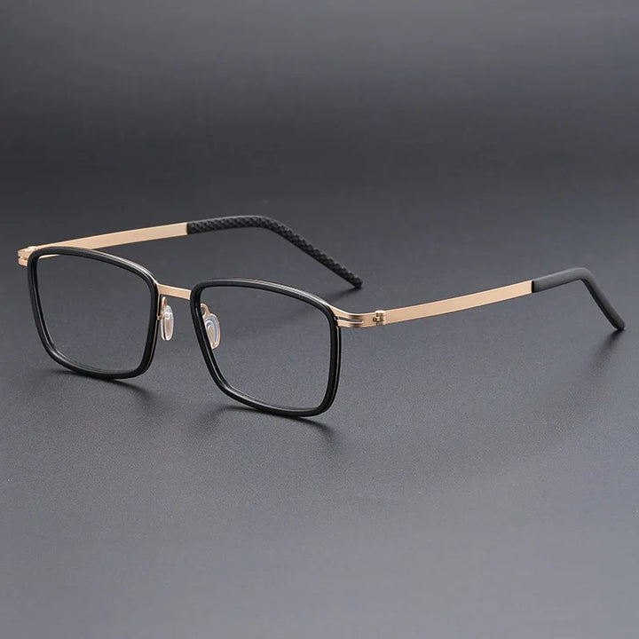 Momoja Men's Full Rim Big Square Titanium Acetate Eyeglasses 698009