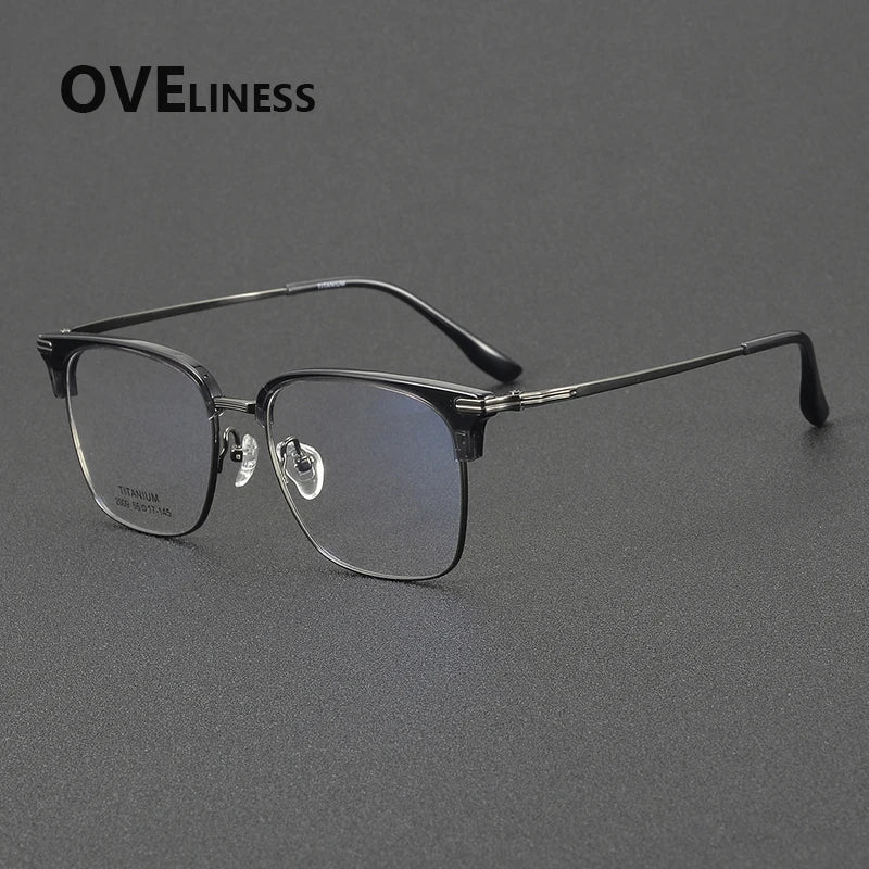 Oveliness Unisex Full Rim Big Square Acetate Titanium Eyeglasses 32009