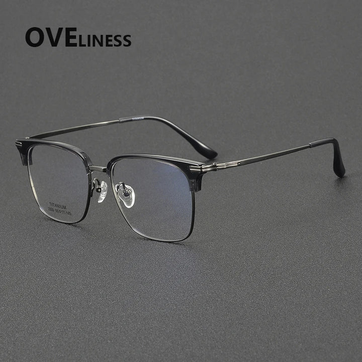 Oveliness Unisex Full Rim Big Square Acetate Titanium Eyeglasses 32009