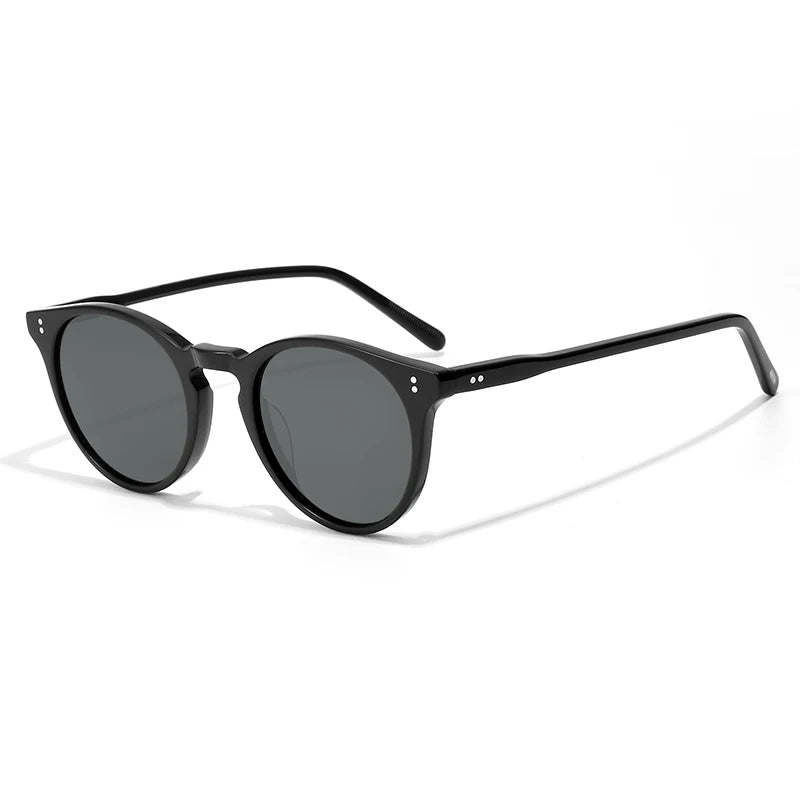 Black Mask Full Rim Round Acetate Polarized Sunglasses 605183