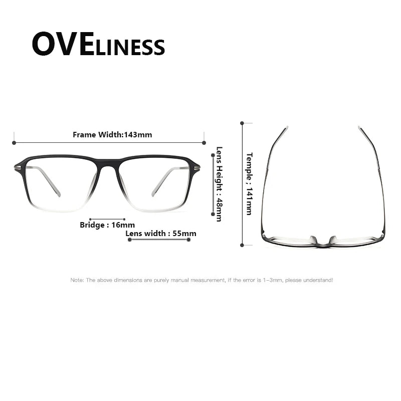 Oveliness Unisex Full Rim Square Acetate Titanium Eyeglasses 92351 Full Rim Oveliness