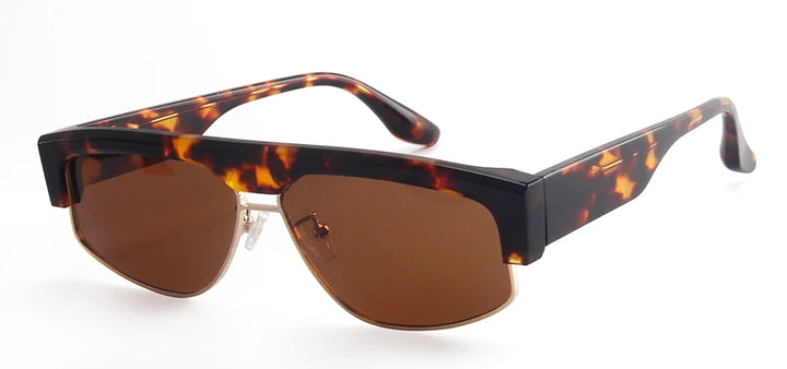 Esnbie Unisex Full Rim Oval Acetate Alloy Tac Sunglasses 240741