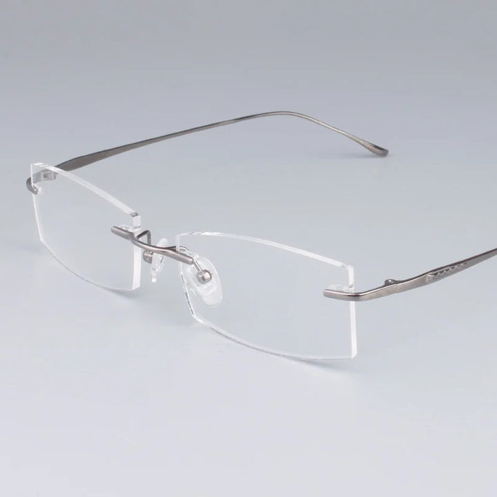 Brightzone Women's Rimless Rectangle Titanium Eyeglasses 713017 Rimless Brightzone Gun gray