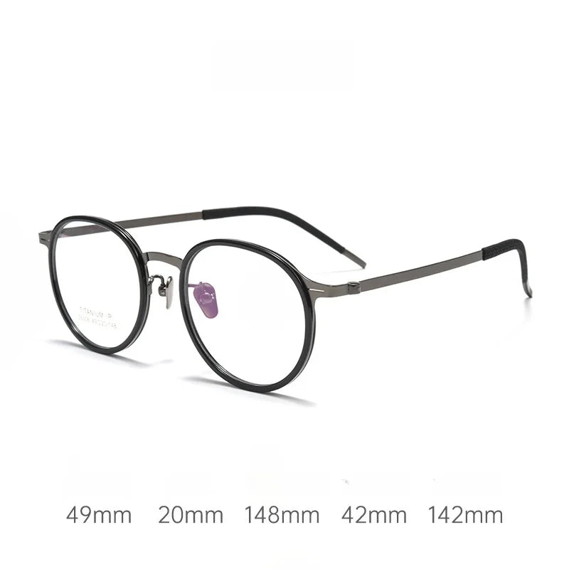 Momoja Unisex Full Rim Flat Top Round Titanium Tr 90 Eyeglasses 26061