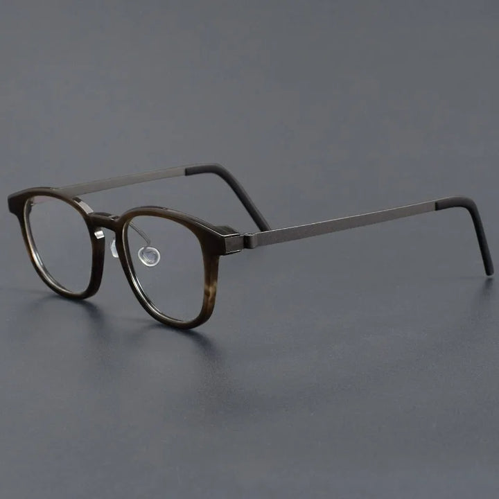 Hewei Unisex Full Rim Square Acetate Titanium Eyeglasses 51843