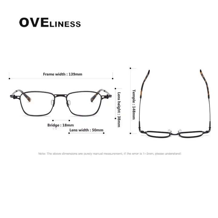 Oveliness Unisex Full Rim Square Acetate Titanium Eyeglasses 58902