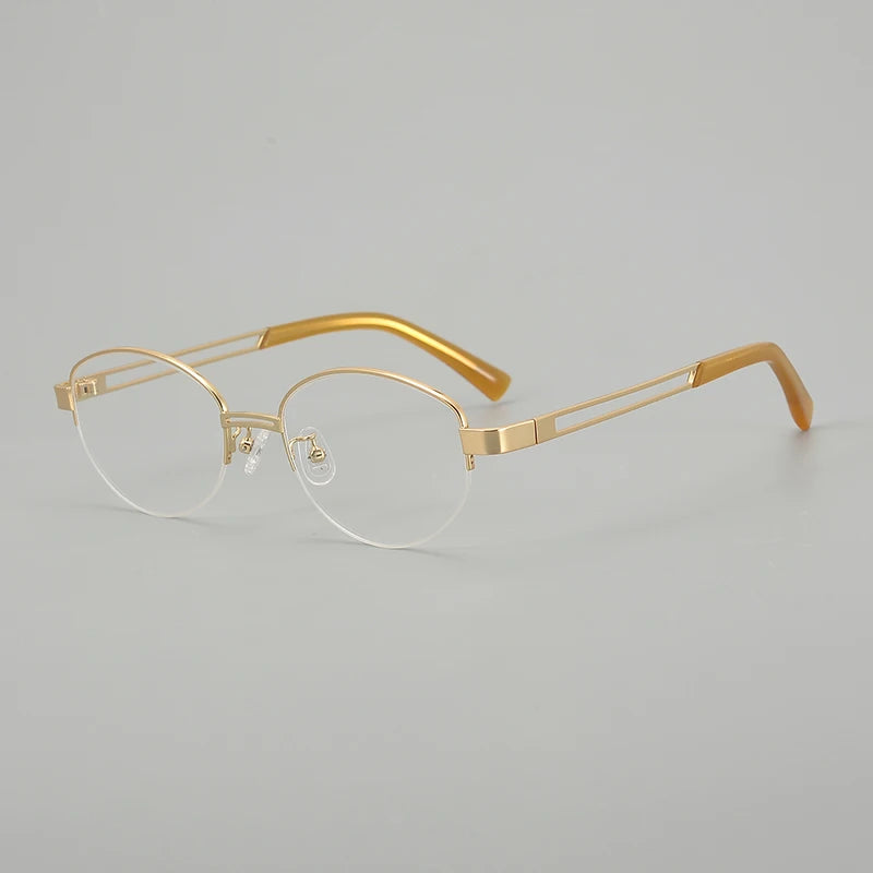 Aror Unisex Semi Rim Big Oval Titanium Eyeglasses 519136
