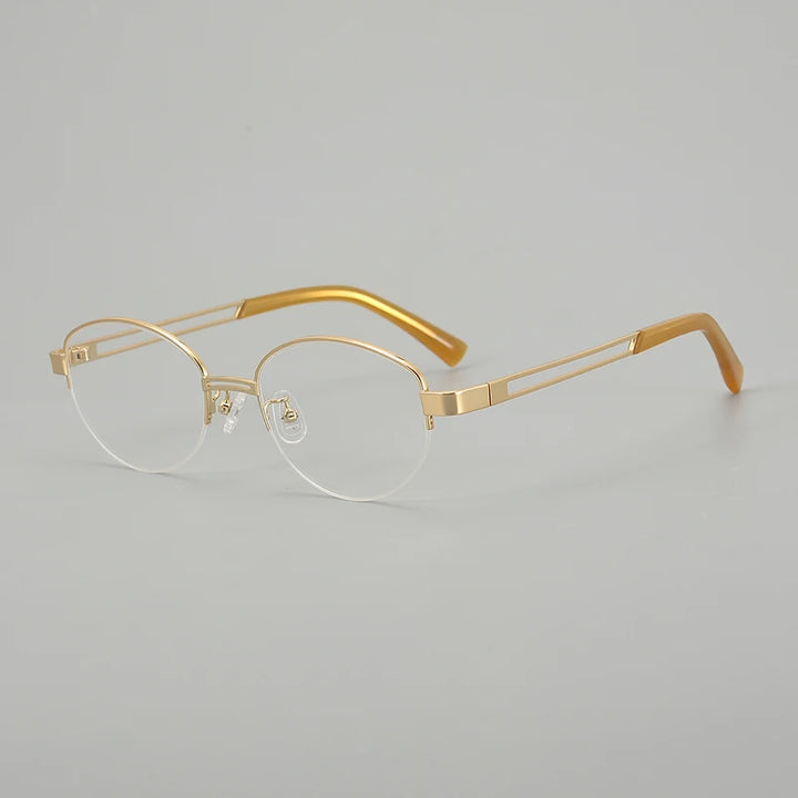 Aror Unisex Semi Rim Big Oval Titanium Eyeglasses 519136