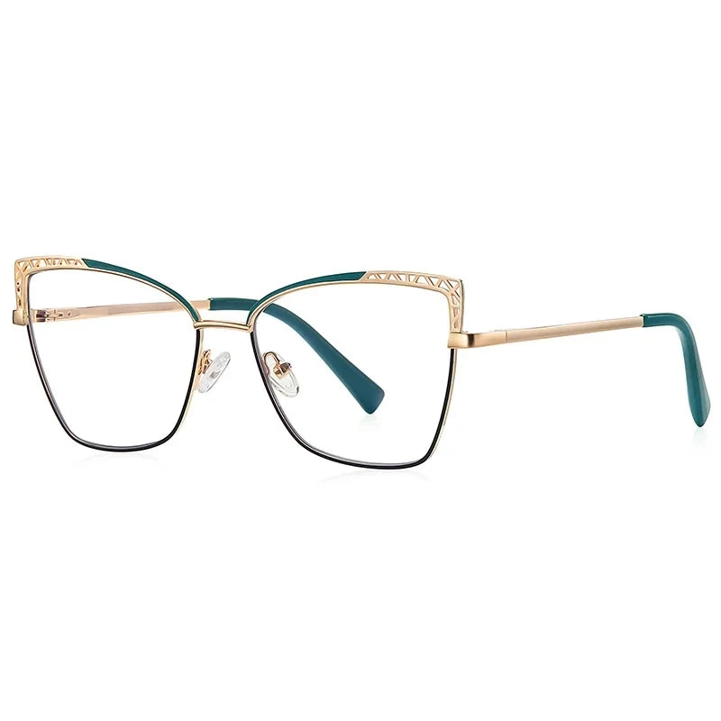 Laoyehui Women's Full Rim Square Cat Eye Alloy Eyeglasses L3106 Reading Glasses Laoyehui C6 -300 