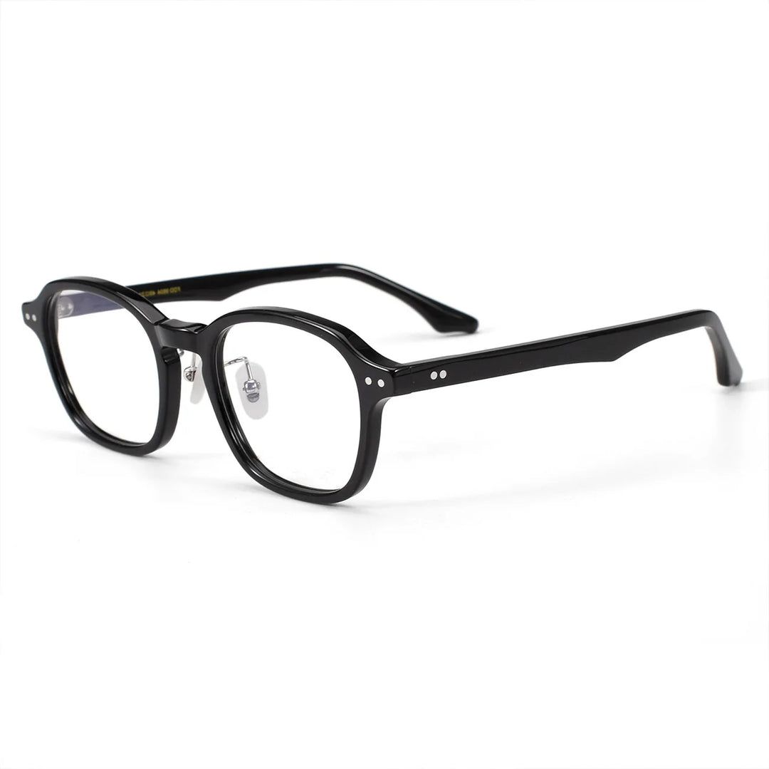 Black Mask Unisex Full Rim Polygon Square Acetate Eyeglasses 369804