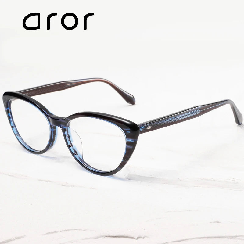 Aror Women's Full Rim Oval Cat Eye Acetate Eyeglasses 19586