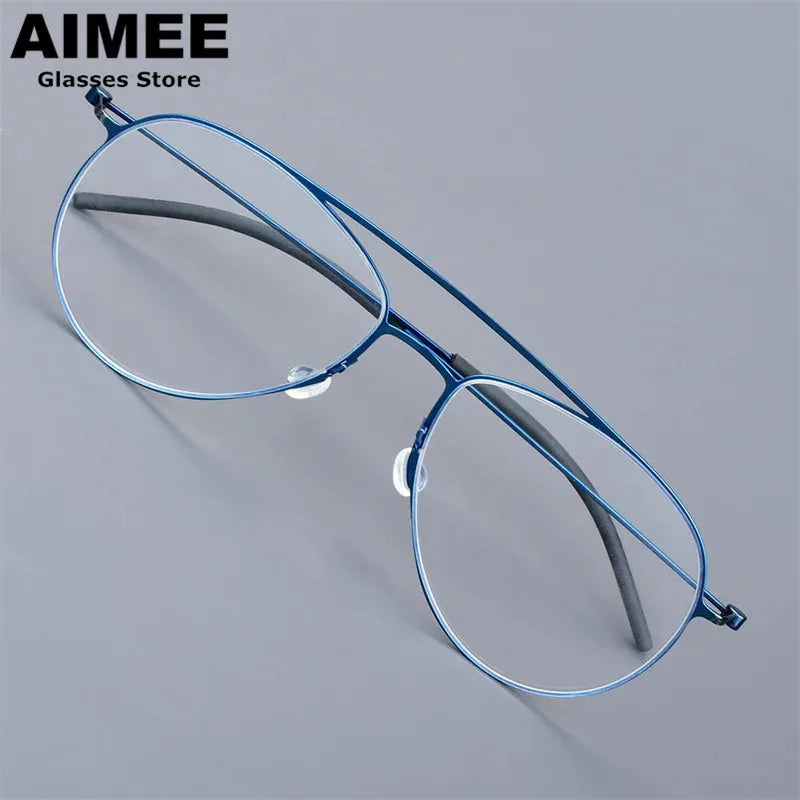 Aimee Women's Full Rim Oval Double Bridge Titanium Eyeglasses 550711