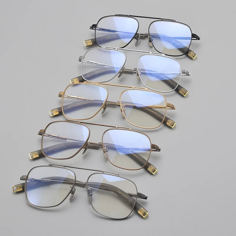 Hdcrafter Men's Full Rim Square Titanium Eyeglasses Lsa1051 Full Rim Hdcrafter Eyeglasses   