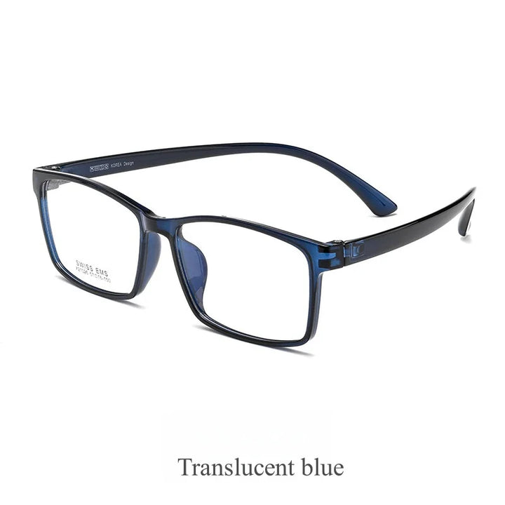 KatKani Mens Full Rim Large Square Plastic Eyeglasses X21026r Full Rim KatKani Eyeglasses Translucent blue  