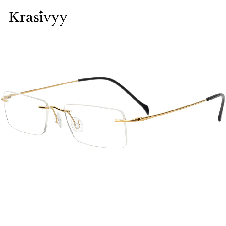 Krasivyy Women's Rimless Polygon Square Titanium Eyeglasses 716020