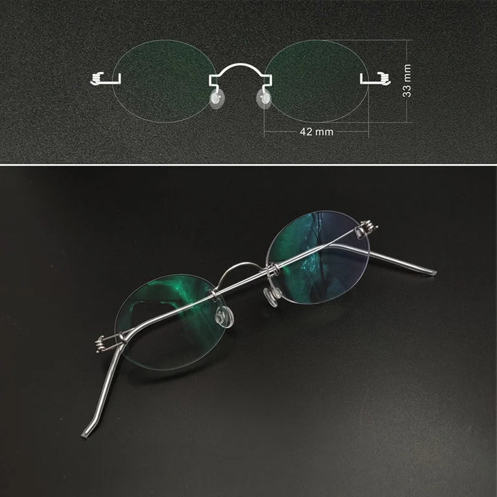 Yujo Unisex Rimless Oval Stainless Steel Custom Eyeglasses Y4233 Rimless Yujo   