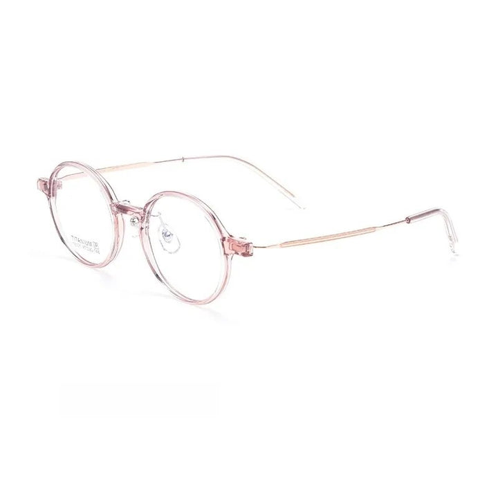 Yimaruili Unisex Full Rim Small Round Tr 90 Titanium Eyeglasses 16101x Full Rim Yimaruili Eyeglasses Pink Rose Gold  