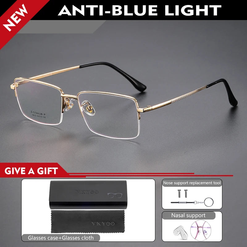 Vicky Unisex Semi Rim Square Titanium Reading Glasses 18012