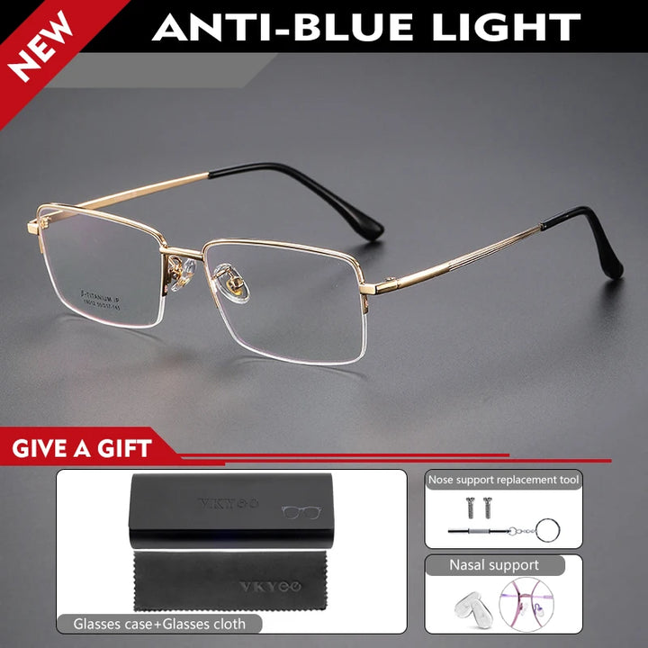 Vicky Unisex Semi Rim Square Titanium Reading Glasses 18012