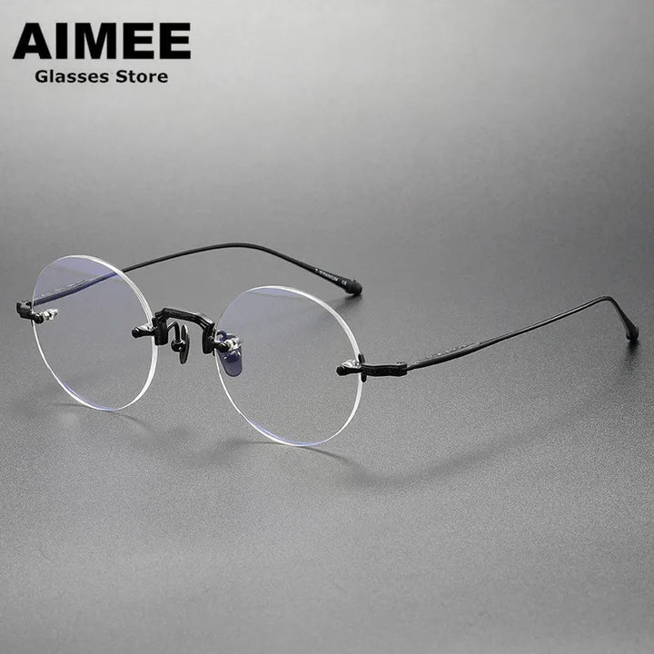 Aimee Men's Rimless Round Titanium Eyeglasses 3105 Rimless Aimee   