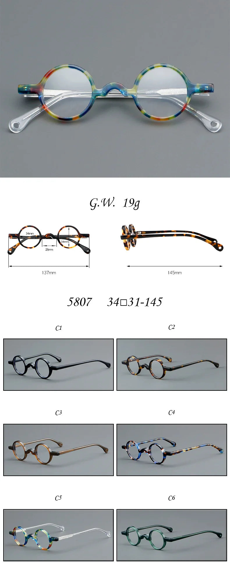 Cubojue Women's Full Rim Round Acetate Reading Glasses  26137