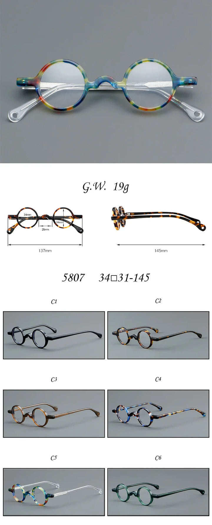 Cubojue Women's Full Rim Round Acetate Reading Glasses  26137