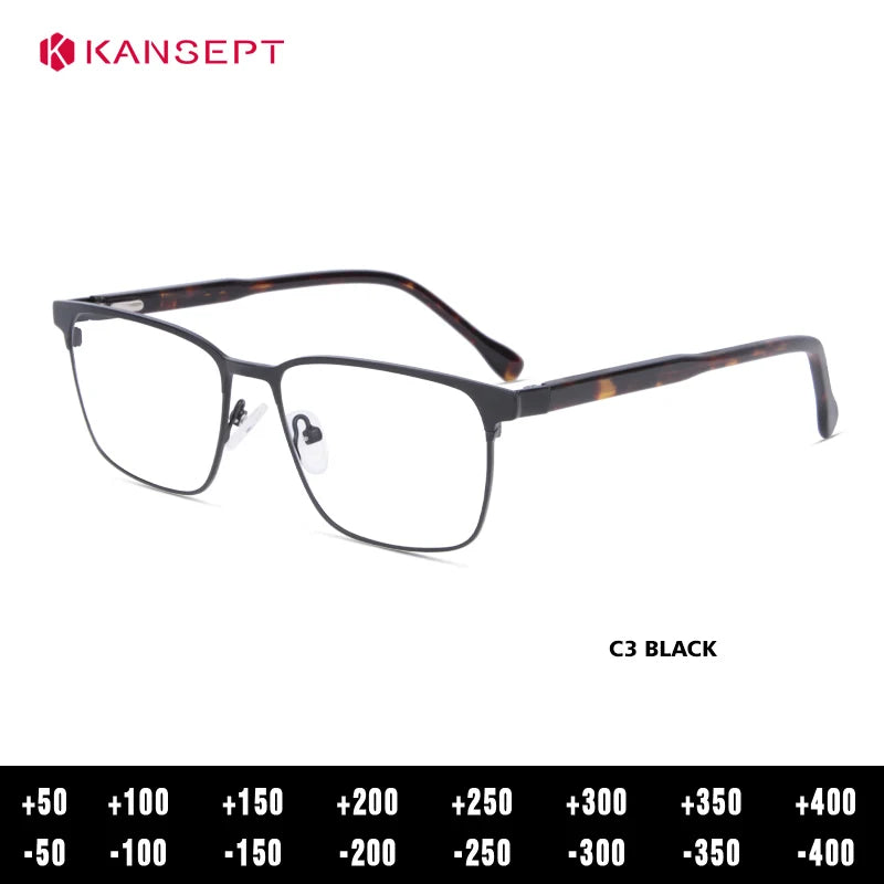 Kansept Women's Full Rim Square Alloy Tr 90 Reading Glasses 74632