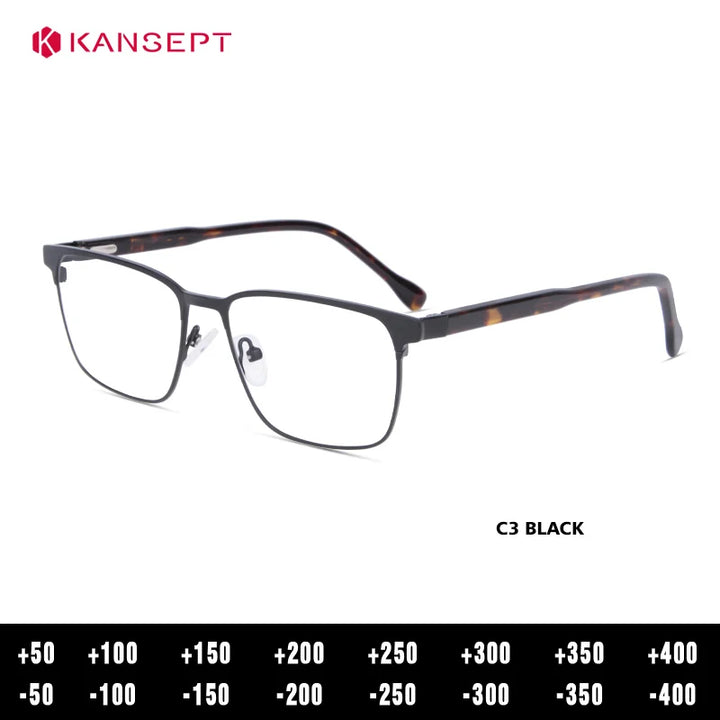 Kansept Women's Full Rim Square Alloy Tr 90 Reading Glasses 74632