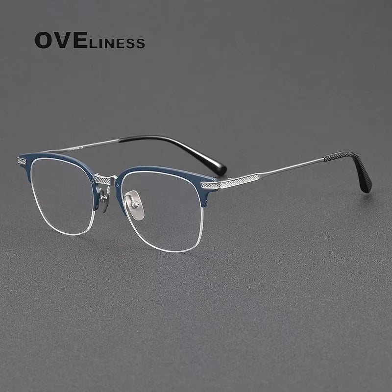 Oveliness Unisex Full Rim Big Square Acetate Titanium Eyeglasses 614424