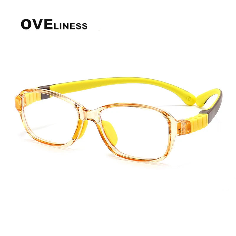 Oveliness Youth Unisex Full Rim Square Tr 90 Titanium Eyeglasses 91027 Full Rim Oveliness yellow  