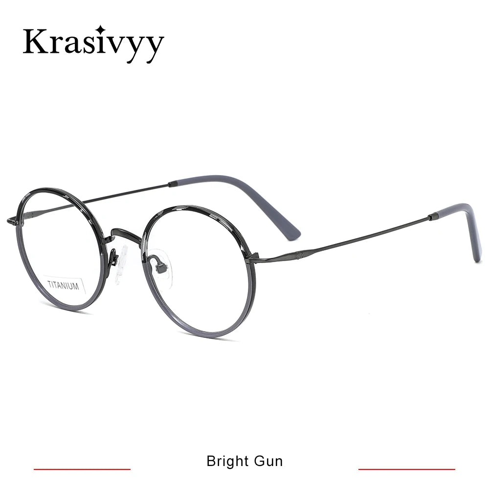 Krasivyy Women's Full Rim Round Titanium Acetate Eyeglasses 416036