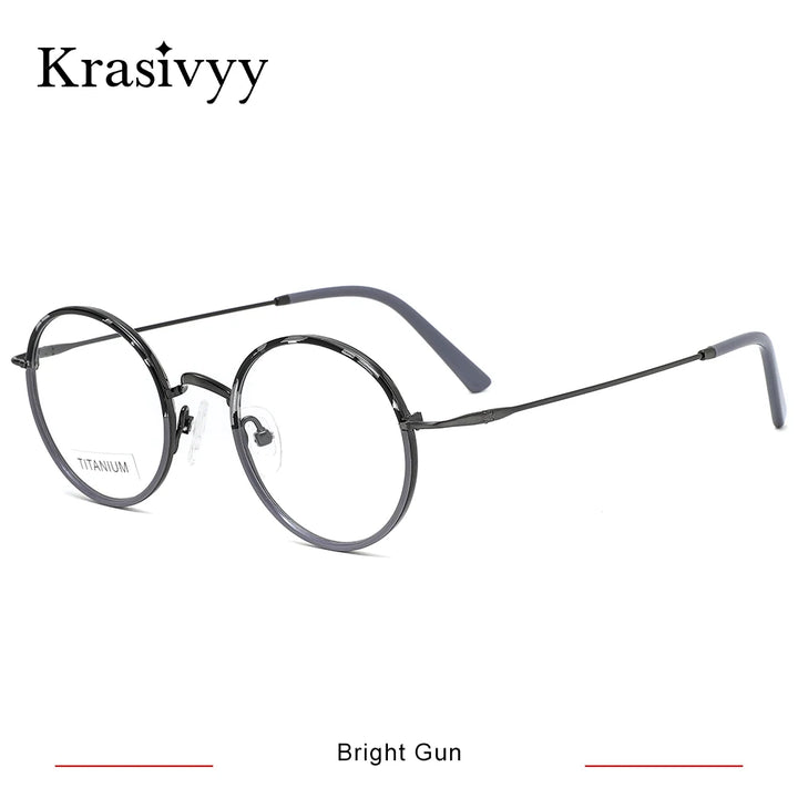 Krasivyy Women's Full Rim Round Titanium Acetate Eyeglasses 416036