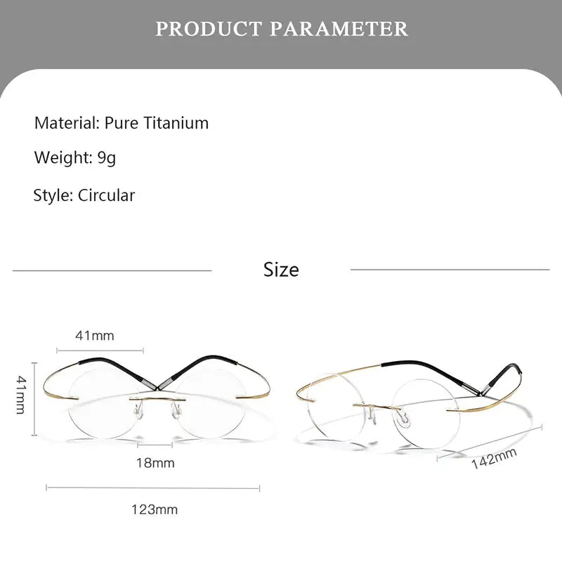 Hdcrafter Women's Rimless Round Titanium Frames 034000 Hdcrafter Eyeglasses