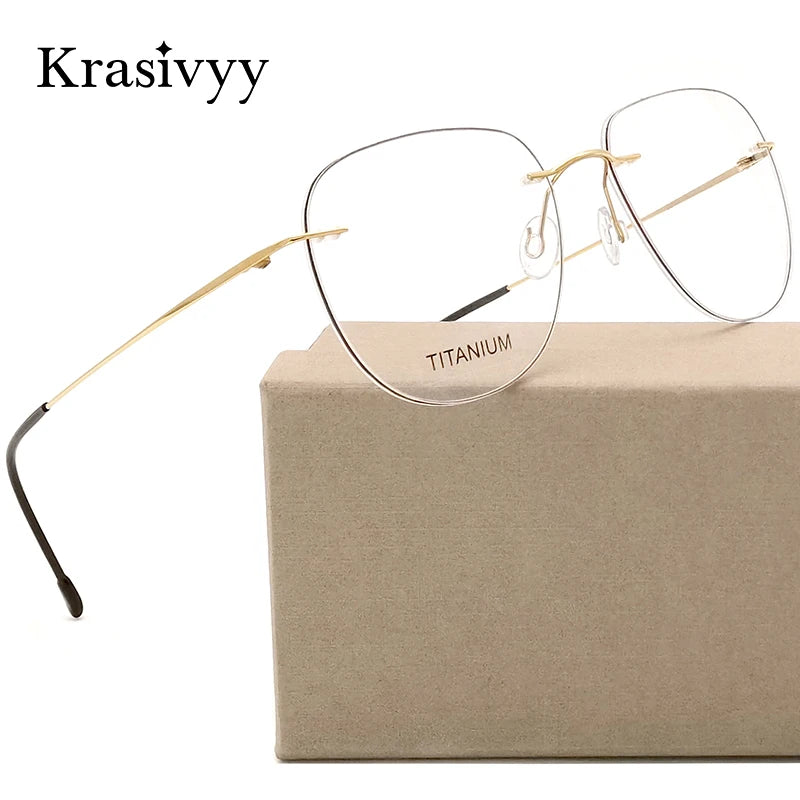 Krasivyy Unisex Rimless Oval Titanium Eyeglasses Kr05 Rimless Krasivyy   