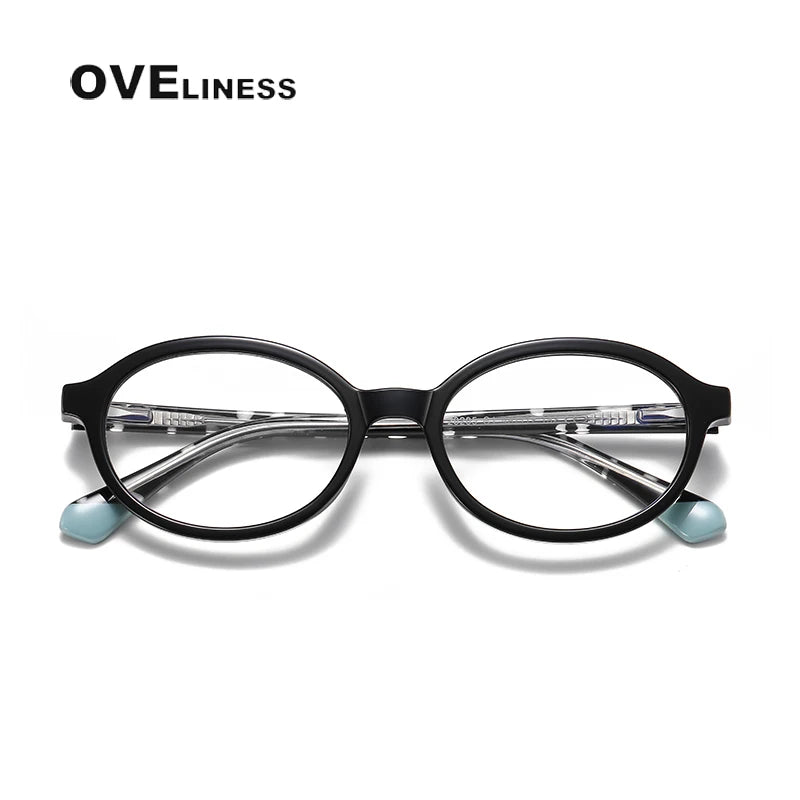 Oveliness Youth Unisex Full Rim Oval Tr 90 Titanium Eyeglasses 20205 Full Rim Oveliness black  